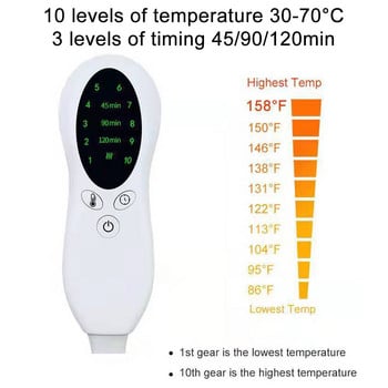 10 нива 120W електрическа нагревателна подложка Таймер за рамото, шията, гърба, гръбначния стълб, крака, облекчаване на болката в краката, зимна топла обвивка, температура, нагревателна подложка 43x84 см