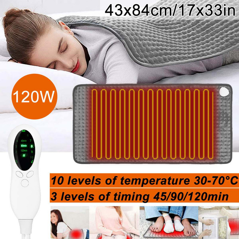 10 razina 120 W električni grijač jastučić tajmer za ramena vrat leđa kralježnice noge ublažavanje bolova zimi toplije omotati temperaturu grijač jastučić 43x84cm