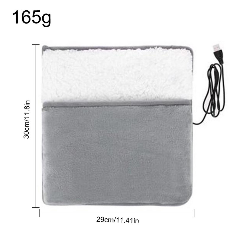 Zimski univerzalni električni jastučić za grijanje, USB punjenje, perivi kućanski grijač za noge, mekana plišana podloga za grijanje stopala 30 cm X 29 cm