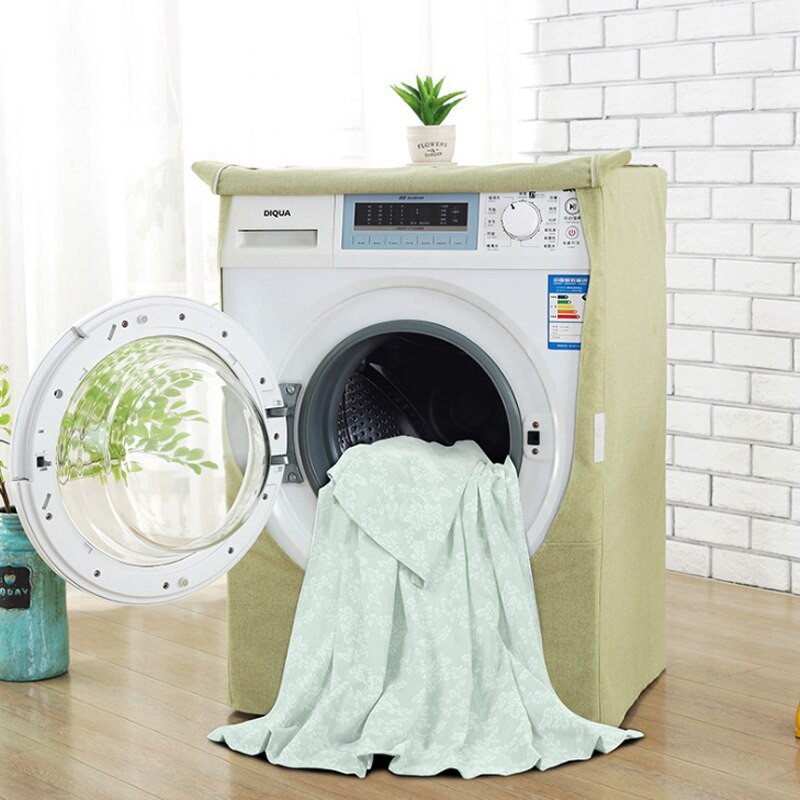 Ochranný kryt na práčku z bavlnenej a ľanovej tkaniny, vodeodolný opaľovací krém, typ bubna