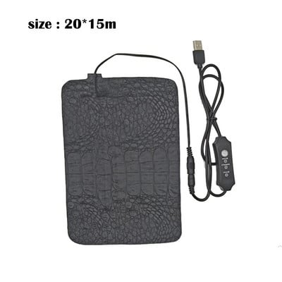 Elektrinis šildymo padas PU odinis krokodilo raštas USB Šildomas Šildomas kilimėlis katės šuns kaklui Nugarai 3 režimai, reguliuojama temperatūra