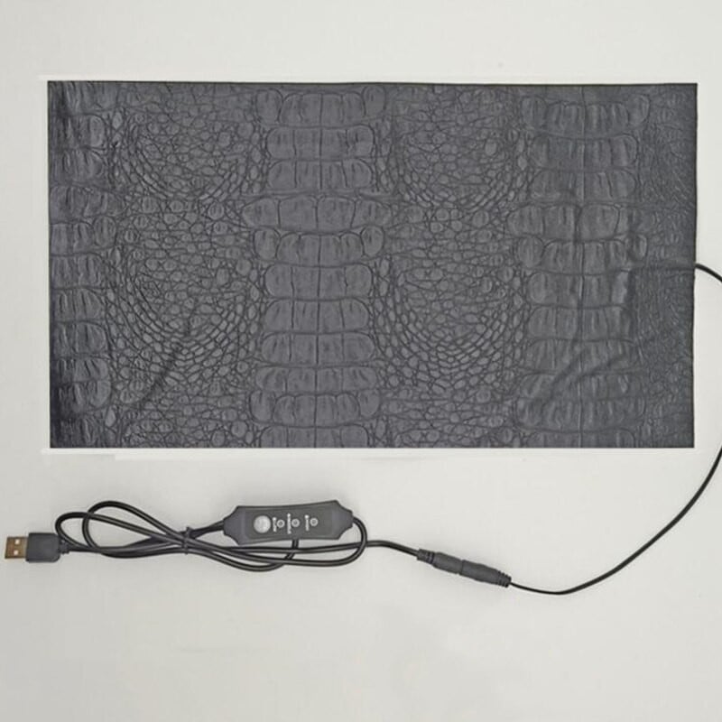Elektrinis šildymo padas PU odinis krokodilo raštas USB Šildomas Šildomas kilimėlis katės šuns kaklui Nugarai 3 režimai, reguliuojama temperatūra