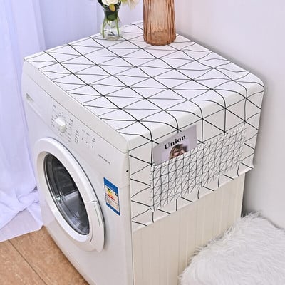 Ružové kryty na prach s geometrickým vzorom Houndstooth, kosoštvorce, kryty na práčku, chránič chladničky, ľanový kryt na prach, upratovanie domácnosti