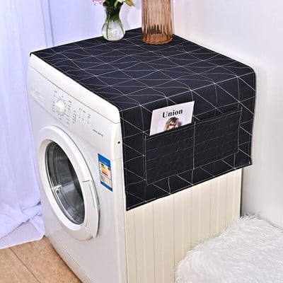 Ružové kryty na prach s geometrickým vzorom Houndstooth, kosoštvorce, kryty na práčku, chránič chladničky, ľanový kryt na prach, upratovanie domácnosti