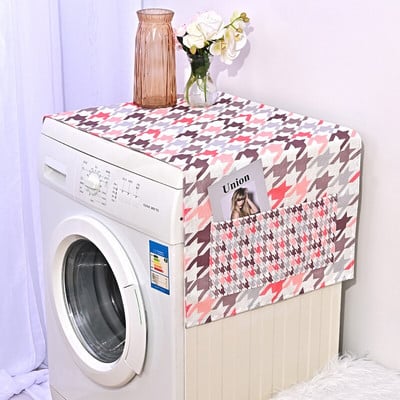 Ružové kryty na prach s geometrickým vzorom Houndstooth, kosoštvorce, kryty na práčku, chránič chladničky, ľanový kryt na prach, upratovanie domácnosti