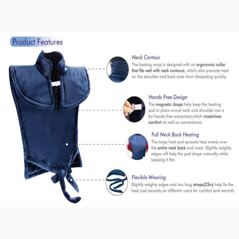 Elektrická vyhrievacia podložka na chrbát s infračervenou terapiou pre bolesti a napätie svalov 110V/220V so štyrmi druhmi zástrčiek