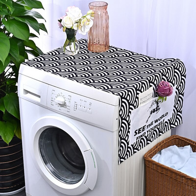 Lino spauda Retro japoniškos bangos dulkėms atsparus dangtis skalbimo mašinos dangtis šaldytuvas, gėlė, apsauga nuo dulkių mikrobangų krosnelės dangtis