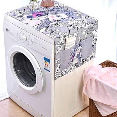 Geometrický mriežkový dizajn, kryty na práčku, chladničku, chránič proti prachu, bavlnené ľanové kryty na prach, bytové dekorácie