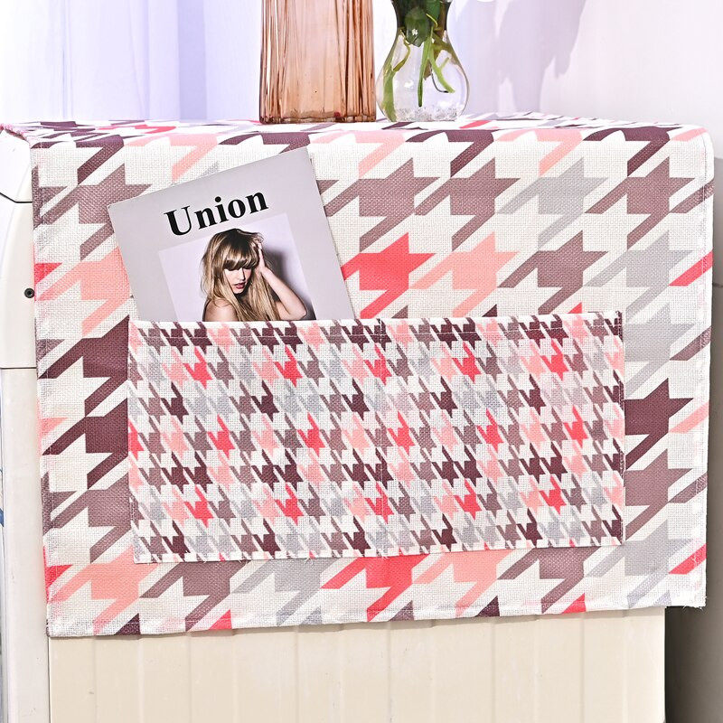 Geometrický mriežkový dizajn, kryty na práčku, chladničku, chránič proti prachu, bavlnené ľanové kryty na prach, bytové dekorácie
