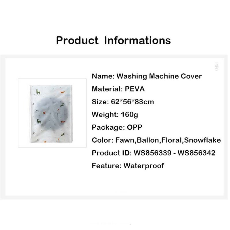 1ks kryt na práčku, prachový kryt, čistý, vodeodolný, prachový kryt, PEVA bubon, kryt na práčku s predným plnením, domáce potreby