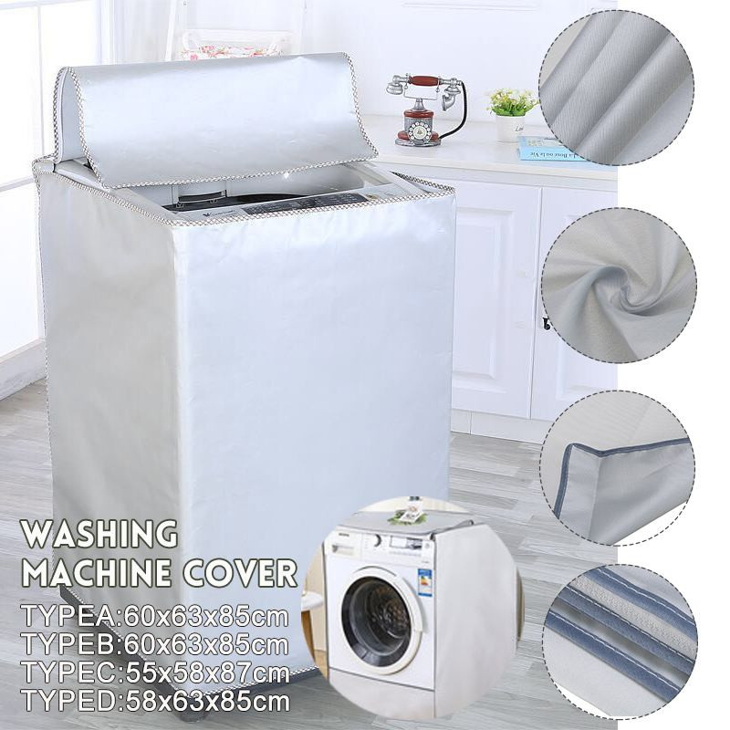 Visiškai automatinis ritininis ploviklis Apsaugos nuo saulės skalbimo mašinos vandeniui atsparus dangtelis džiovintuvas Poliesterio sidabro dulkėms atsparus skalbimo mašinos dangtis