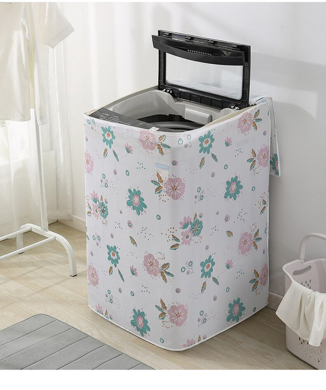 Vandeniui atsparus skalbimo mašinos dangtelis viršutinis / priekinis kelio spausdinimas PEVA apsaugos nuo saulės dulkėms atsparus dangtelis, skirtas buitinei pulsatoriaus skalbimo mašinai