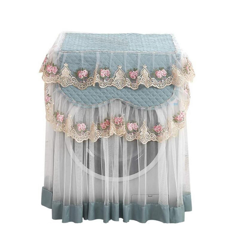 1db Romantikus csipke mosógép huzat porálló hímzés virágos lakberendezési védő mosógép huzatok tisztító eszközök