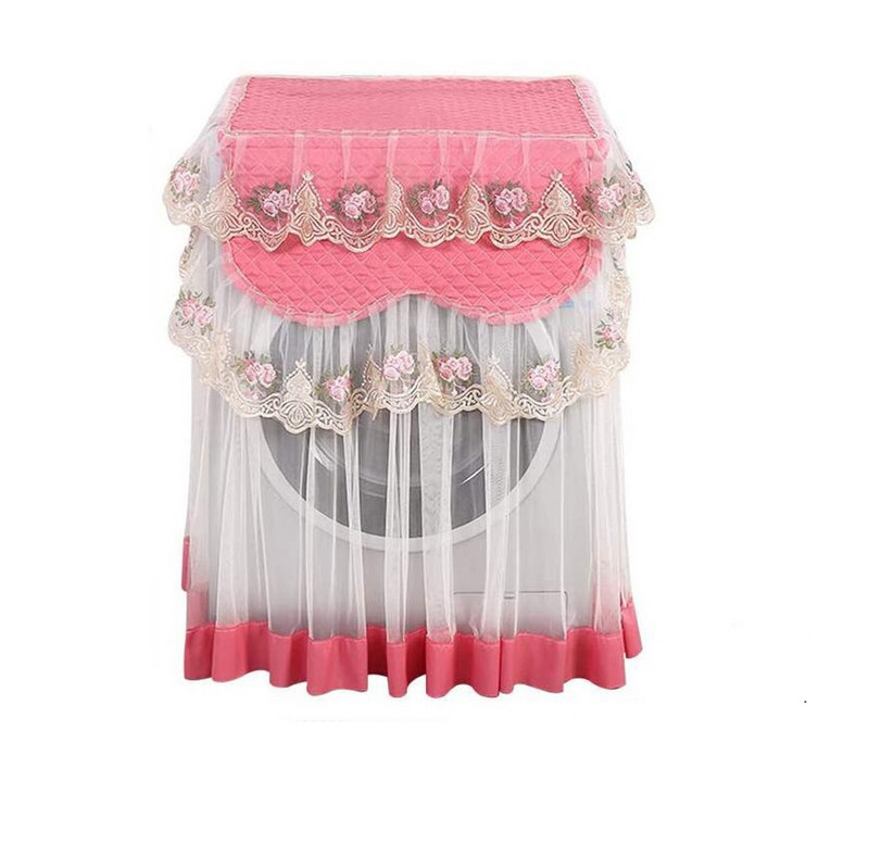 1db Romantikus csipke mosógép huzat porálló hímzés virágos lakberendezési védő mosógép huzatok tisztító eszközök