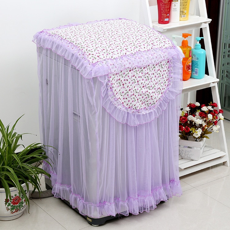 1 buc Husa de praf din țesătură de acasă din dantelă pentru mașină de spălat