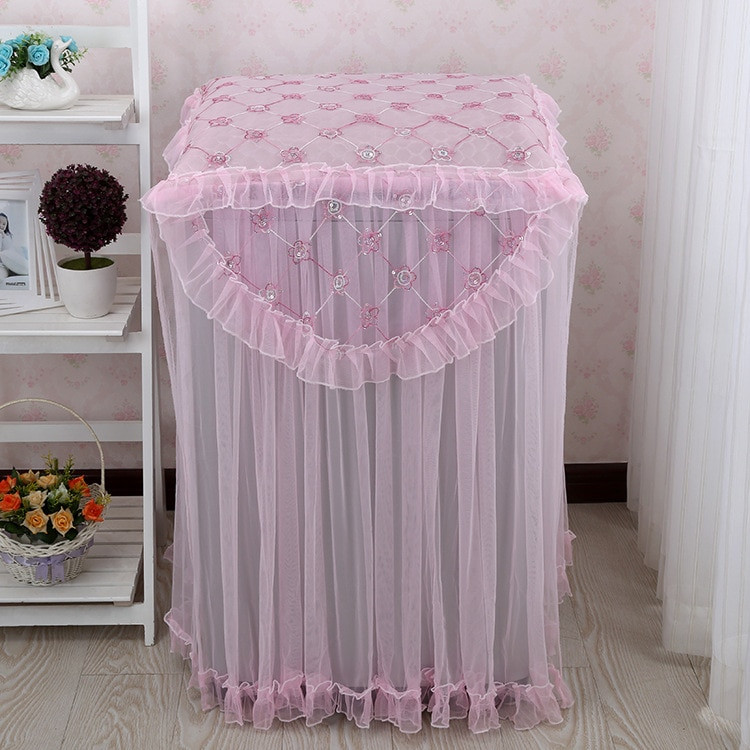 1 buc Husa de praf din țesătură de acasă din dantelă pentru mașină de spălat