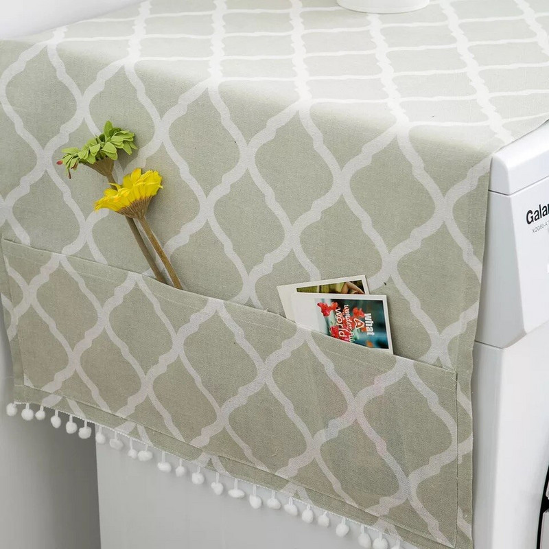 Pamučna lanena navlaka za hladnjak s jednim dvokrilnim vratima organizator za hladnjak s kućnim dekorom navlaka za bubanj perilice rublja Poklopac za mikrovalnu pećnicu protiv prašine