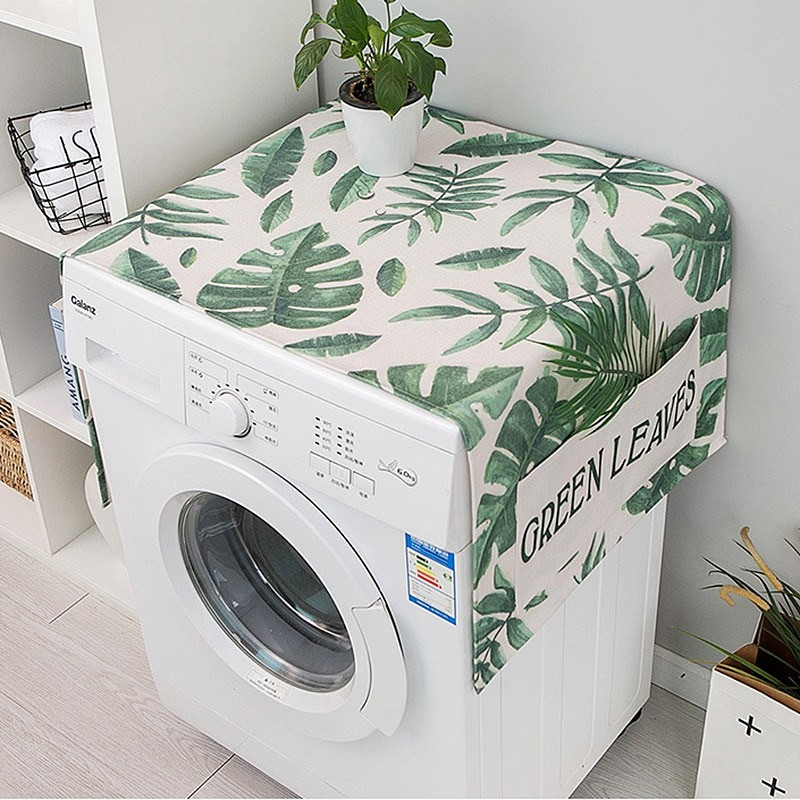 Capac mașină de spălat cu frunze verzi Capac de praf pentru mașină de spălat rufe Nordic cuptor cuptor cu microunde frigider Protecor Decor modern acasă