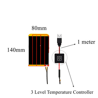 5V USB elektrická vykurovacia fólia, termálna uhlíková vlákien, infračervený ohrievač, obal, bunda, vesta, rukavice, ponožky, nohavice, opasky, oblečenie