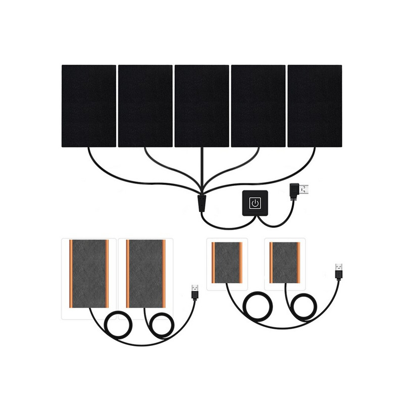 5V USB elektrická vykurovacia fólia, termálna uhlíková vlákien, infračervený ohrievač, obal, bunda, vesta, rukavice, ponožky, nohavice, opasky, oblečenie