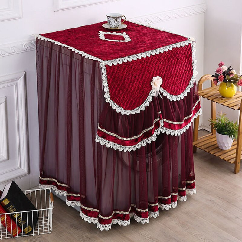 Romantický čipkovaný kryt na práčku, opaľovací krém, predné otváranie, plne automatický univerzálny valčekový kryt na prach, 60x60x85cm