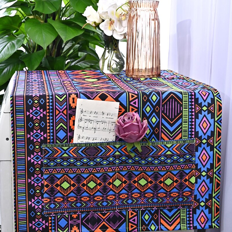 Bohémsky farebný geometrický potlačený prachový kryt, kryt práčky, chladničky, mriežka, kosoštvorcový prachový chránič, kryt mikrovlnnej rúry