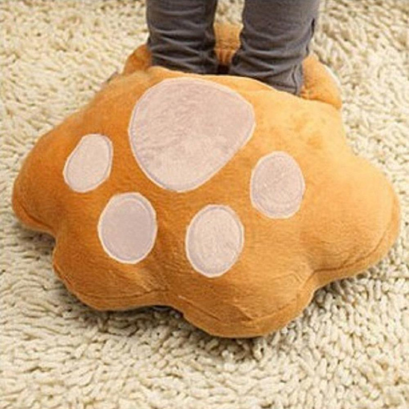 Plišani grijač za stopala u obliku crtane mačje šape, zimski, mekani, udobni i topli, USB grijanje, slatke kućne cipele