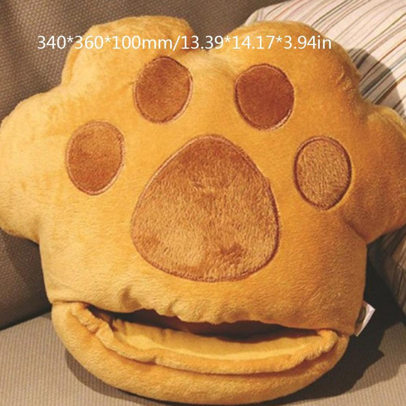 Plišani grijač za stopala u obliku crtane mačje šape, zimski, mekani, udobni i topli, USB grijanje, slatke kućne cipele