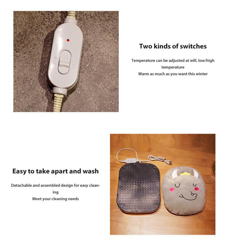 USB ohrievač nôh, roztomilý vyhrievaný ohrievač nôh, kreslená teplá podložka, plyšová podložka na nohy pre domácnosť, spálňu, kanceláriu, spanie, tepelná podložka na nohy