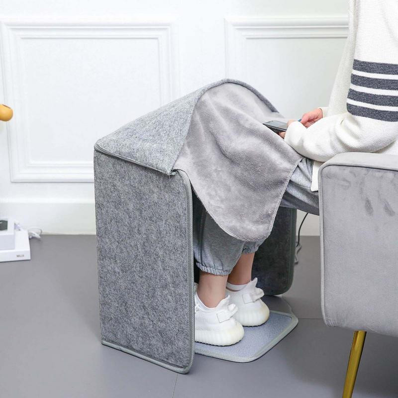 Električni grijač za noge od 210 W, sklopivi grijač prostora s mjeračem vremena, zaštitom od pregrijavanja za unutarnji stol, uredski pod, siva