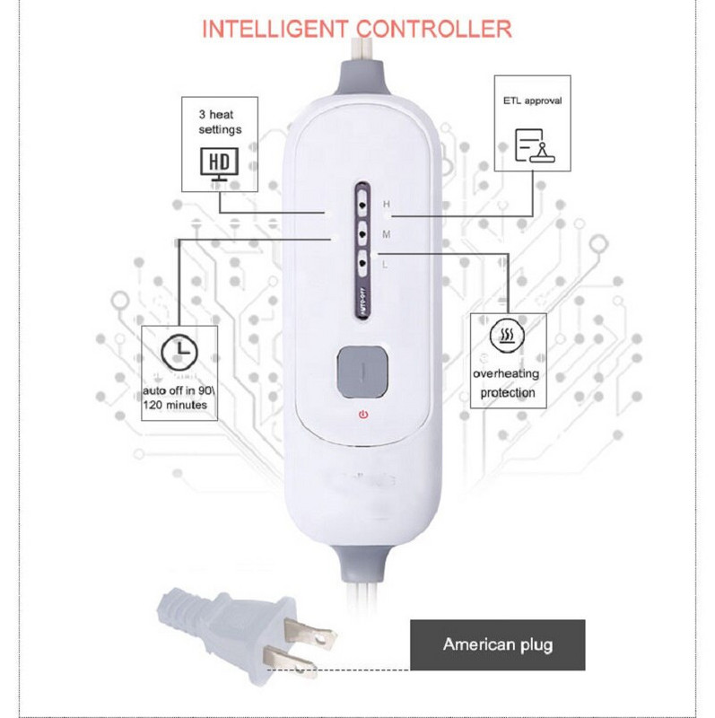 XL extra veľká elektrická vyhrievacia podložka 12*24" na úľavu od bolesti celého chrbta, ohrievač tela, tepelná terapia (220 V a 110 V so zástrčkou EU a US)