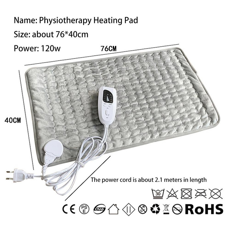 100-240V 120W 76*40cm mikroplyšová elektrická vyhrievacia podložka na brucho, pás, chrbát, úľava od bolesti, zimný ohrievač s 3 regulátormi tepla