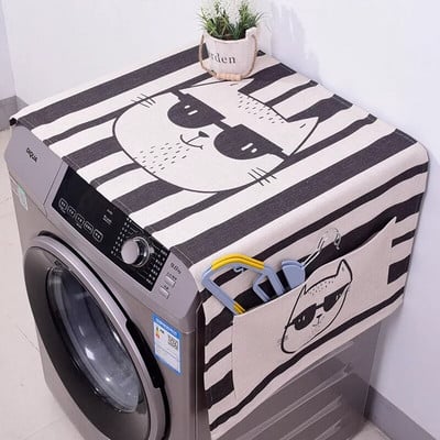 Kryty na práčku Nordic Drum, prachotesný kryt, farebný bavlnený ľan, organizér na chladničku, úložný priestor do domácnosti