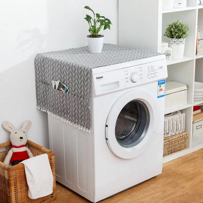 Nordic Geometric Washings géphuzat kendő vízálló hűtőszekrény porvédő dob pamut vászon mosógép porvédők