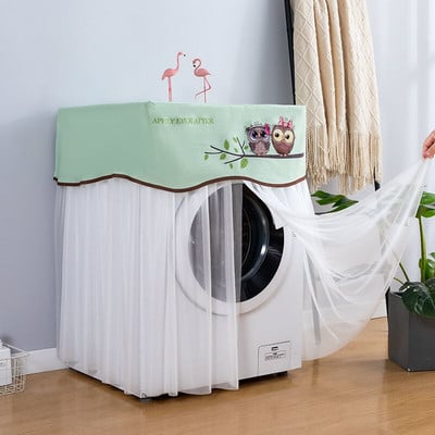 Volane din dantelă Husă automată pentru mașină de spălat cu protecție solară Carcase rezistente la praf Uscator de pânză de uz casnic Rolă Spălătorie Protector Decorare