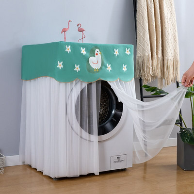Volane din dantelă Husă automată pentru mașină de spălat cu protecție solară Carcase rezistente la praf Uscator de pânză de uz casnic Rolă Spălătorie Protector Decorare