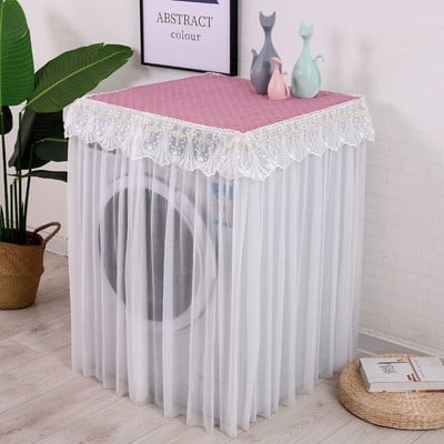 Volane din dantelă Husă automată pentru mașină de spălat cu protecție solară Carcase rezistente la praf Uscator de pânză de uz casnic Rolă Spălătorie Protector Decorare