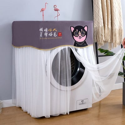 Volane din dantelă Husă automată pentru mașină de spălat cu protecție solară Carcase rezistente la praf Uscator de pânză de uz casnic Rolă Spălătorie Protector Decorare