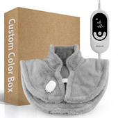 Vyhrievacia podložka na ramená a krk z králičej kožušiny, zabalená v šatke, na hypertermiu a zmiernenie bolesti