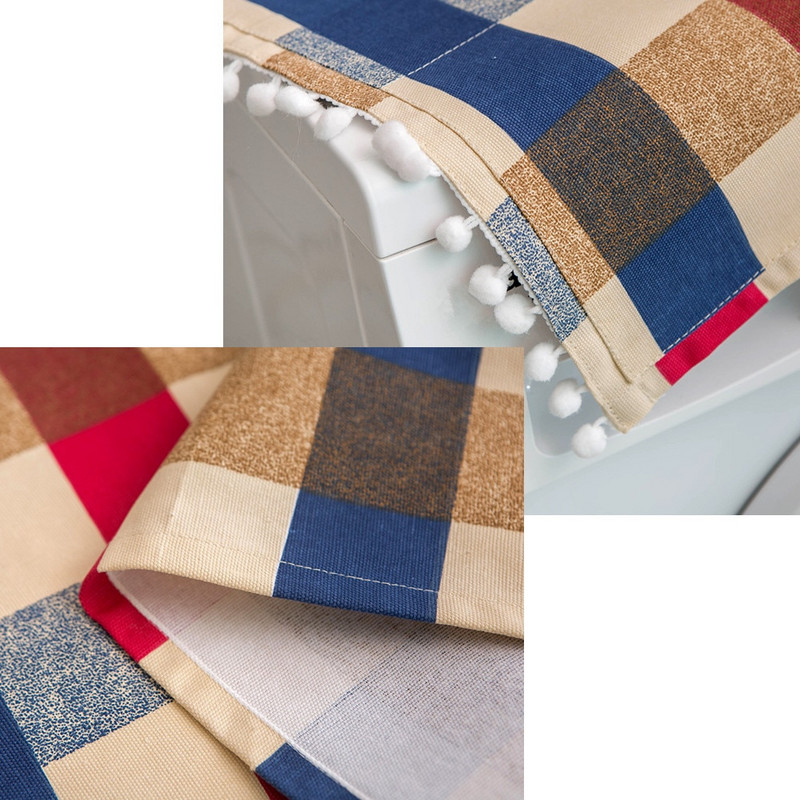 Kalėdinis dekoras Raudonas juodas languotas spausdinimas Lininis dulkių dangtelis Skalbimo mašina Geometrinės juostelės dulkių audinys šaldytuvas Mikrobangų krosnelės