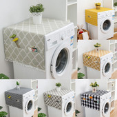 Zelené kosoštvorce s geometrickou potlačou, bavlnené ľanové kryty na práčku, vrecko na chladničku, strapce na mikrovlnné rúry