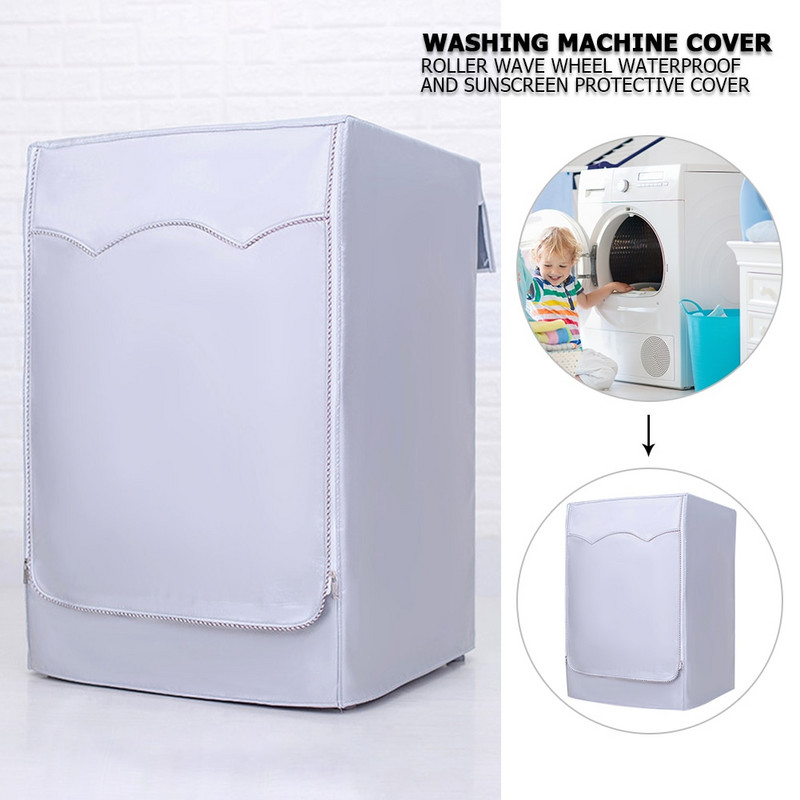 Plne automatická valcová práčka, opaľovací krém, práčka, vodotesný kryt, sušička, polyesterový strieborný prachotesný kryt na práčku