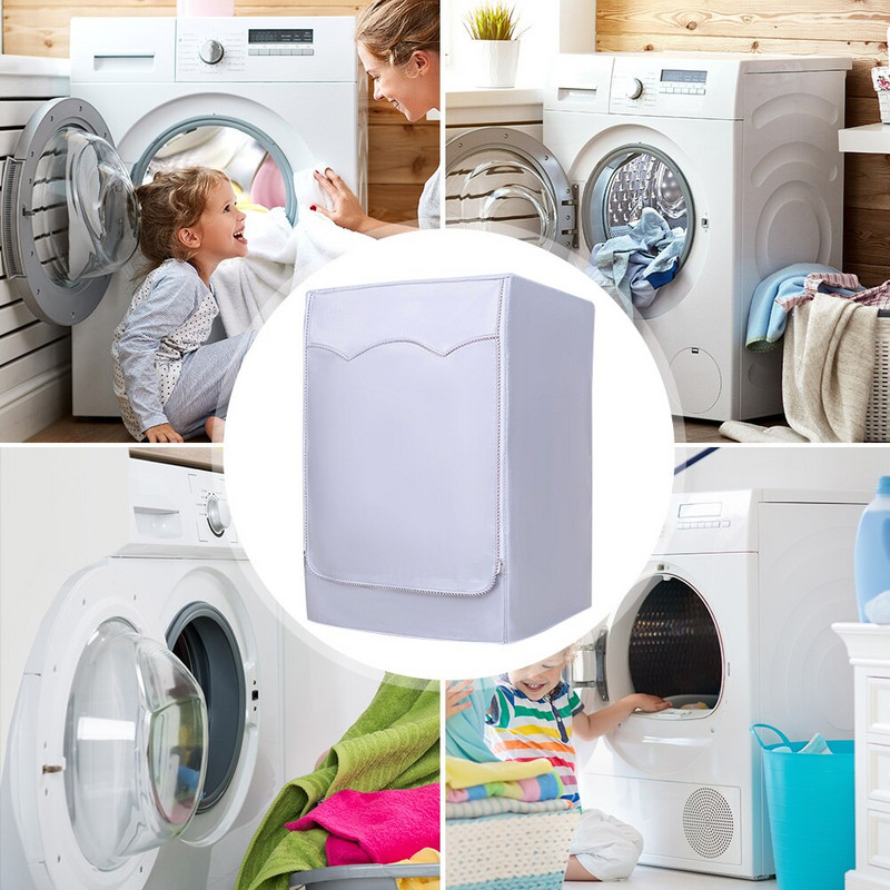 Plne automatická valcová práčka, opaľovací krém, práčka, vodotesný kryt, sušička, polyesterový strieborný prachotesný kryt na práčku