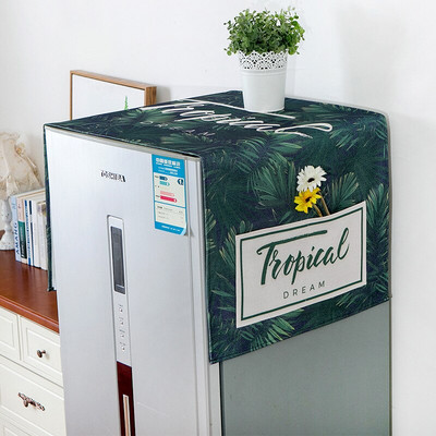 Kryt na práčku Green Leaves, prachotesný kryt Copri Lavatrive na mikrovlnnú rúru, kryt na chladničku s úložným vreckom