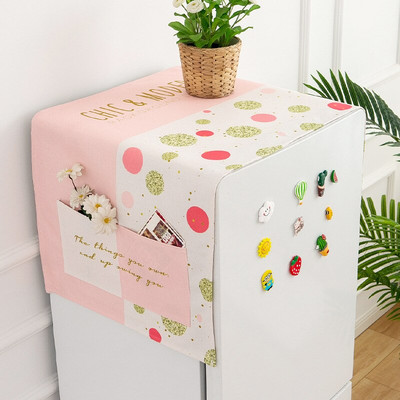 Bavlnený ľanový kryt na práčku, vodeodolný potlačený kryt na mikrovlnnú rúru s vreckom, prachotesný kryt na chladničku, Cubre Cocina