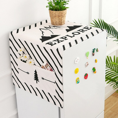 Bavlnený ľanový kryt na práčku, vodeodolný potlačený kryt na mikrovlnnú rúru s vreckom, prachotesný kryt na chladničku, Cubre Cocina