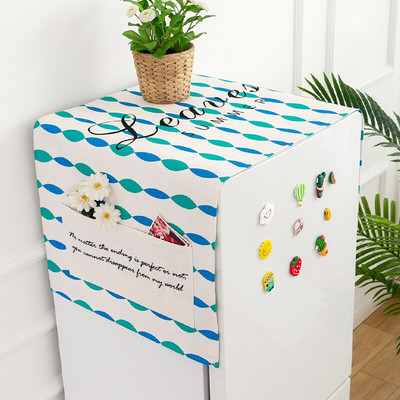 Bavlnený ľanový kryt na práčku, vodeodolný potlačený kryt na mikrovlnnú rúru s vreckom, prachotesný kryt na chladničku, Cubre Cocina