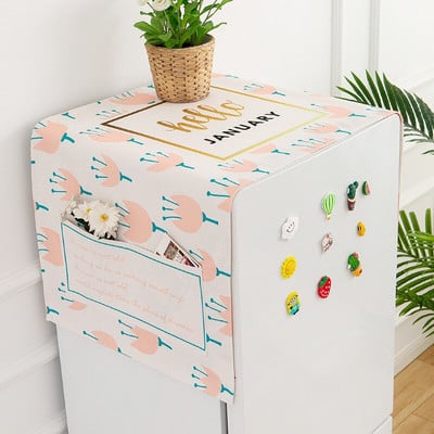 Bavlnený ľanový kryt na práčku, vodeodolný potlačený kryt na mikrovlnnú rúru s vreckom, prachotesný kryt na chladničku, Cubre Cocina