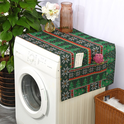 Zelený vianočný stromček, kryt na prach, kryt na práčku, chladničku, jeleň, ľanový chránič proti prachu, kryt na mikrovlnnú rúru.