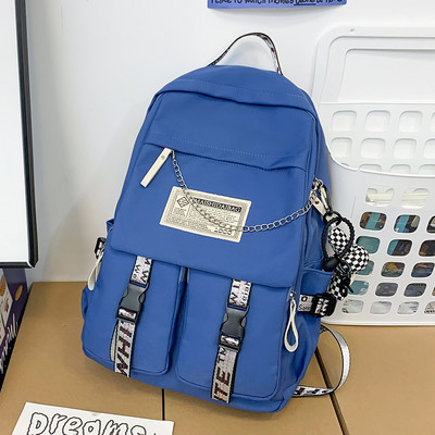 Rucsac textil model nou cu inscriptie si lant metalic pentru barbati